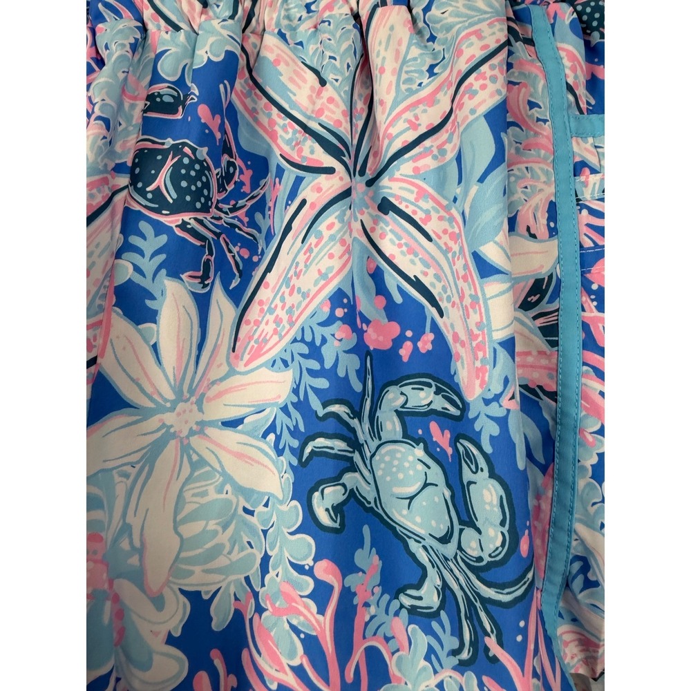 Simply Southern Women's Blue Pink Coral‎ Sea Turtle Starfish Pull On Shorts L - Picture 5 of 6